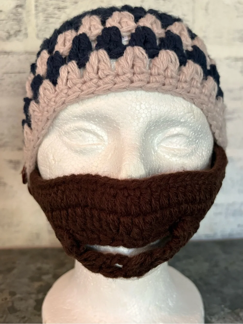 San Diego Hat Co Crochet Beanie with Brown Knit Face Cover